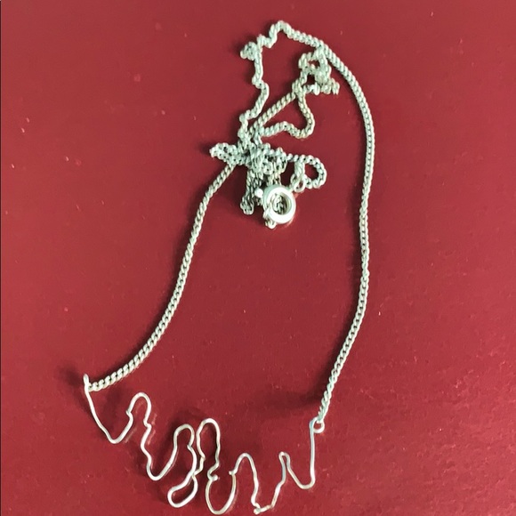 Long chain adjusted middle silver tone necklace - Picture 5 of 8